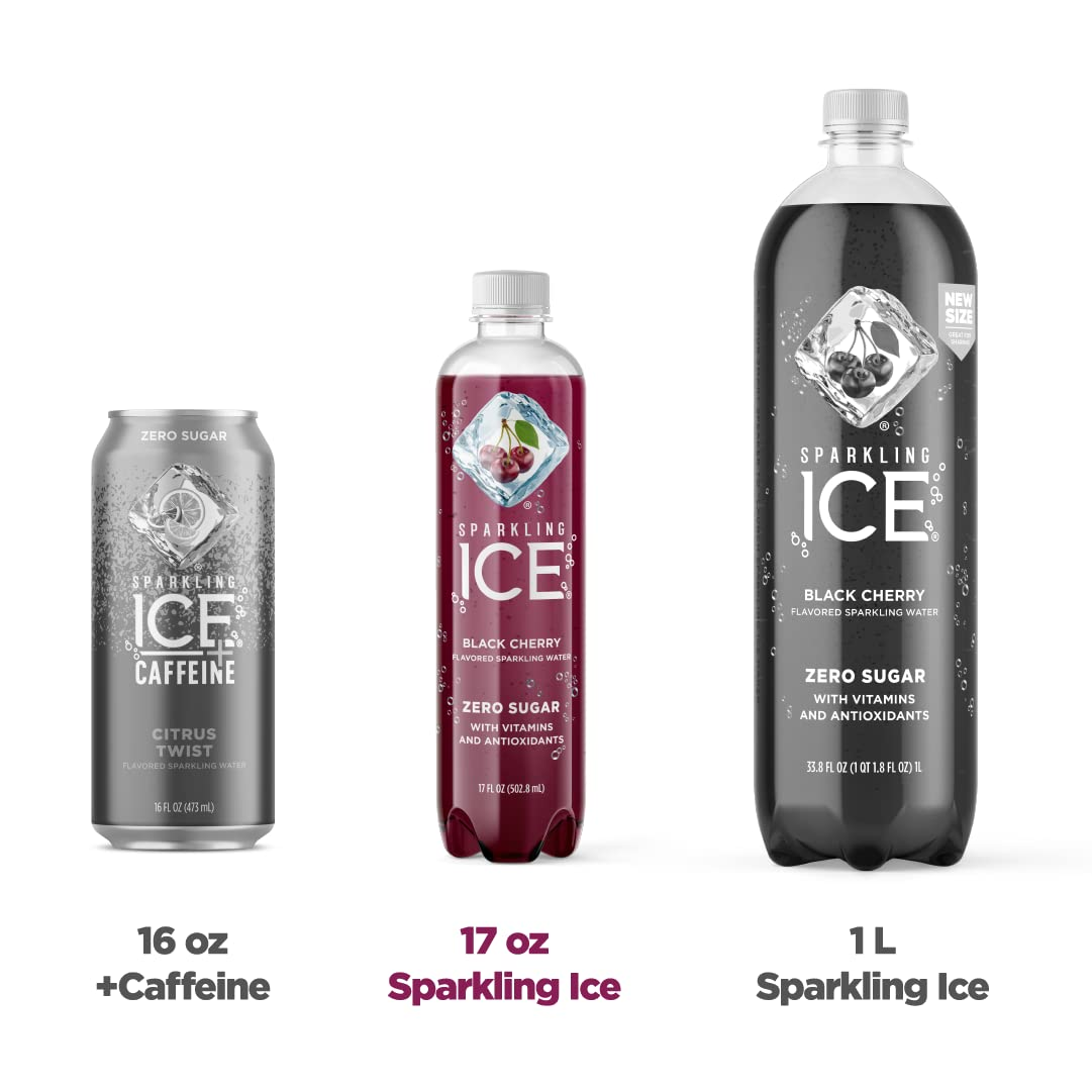Sparkling Ice, Black Cherry Sparkling Water, Zero Sugar Flavored Water, with Vitamins and Antioxidants, Low Calorie Beverage, 17 Fl Oz Bottles (Pack of 12)