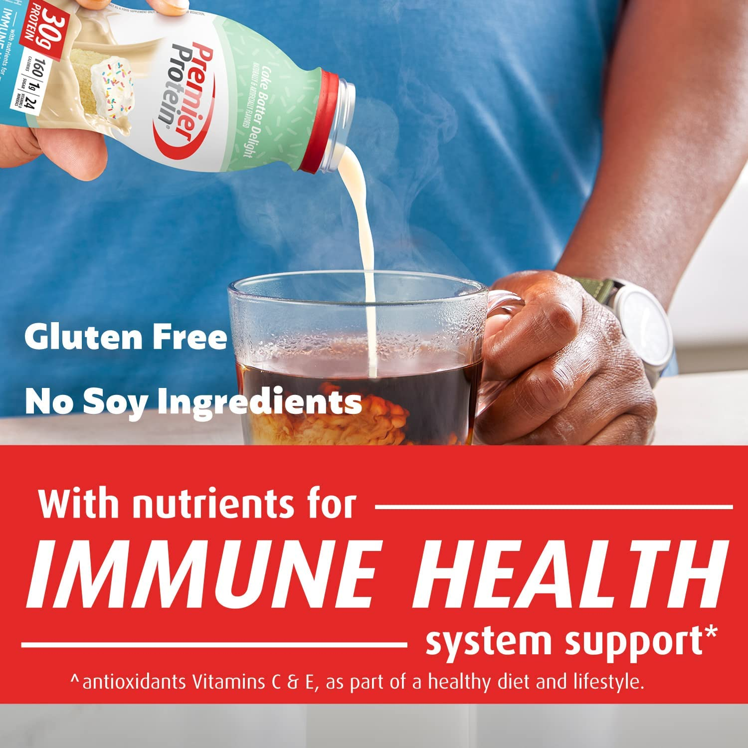 Premier Protein Shake, Cake Batter Delight, 30g Protein, 1g Sugar, 24 Vitamins & Minerals, Nutrients to Support Immune Health, 11.5 Fl Oz, Pack of 12