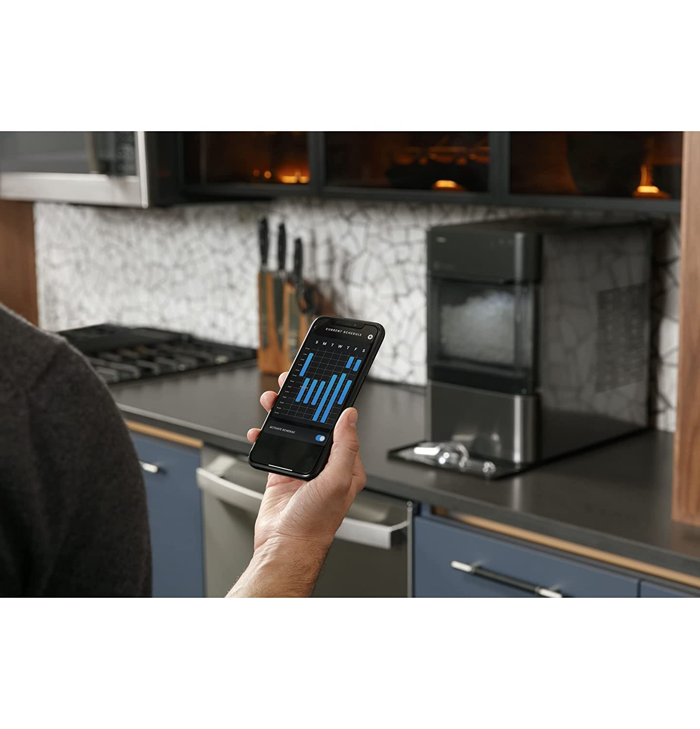 Profile Opal 2.0 | Countertop Nugt Ice Maker | Ice Machine with Wifi Connectivity | Smart Home Kitchen Essentials | Black Stainless