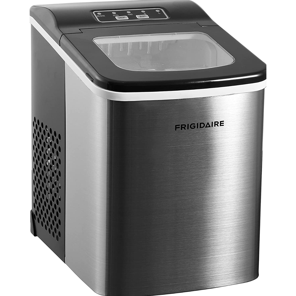 Compact Countertop Ice Maker, Makes 26 Lbs. of Bullet Shaped Ice Cubes per Day, Silver Stainless