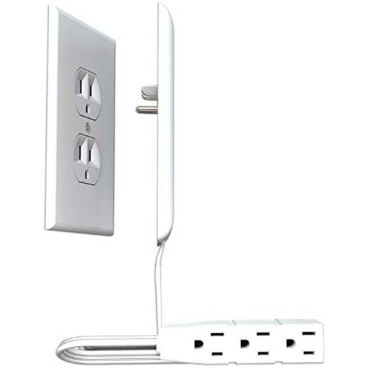Ultra-Thin Electrical Outlet Cover with 3 Outlet Power Strip and Cord Management Kit, 3-Foot, Universal Size