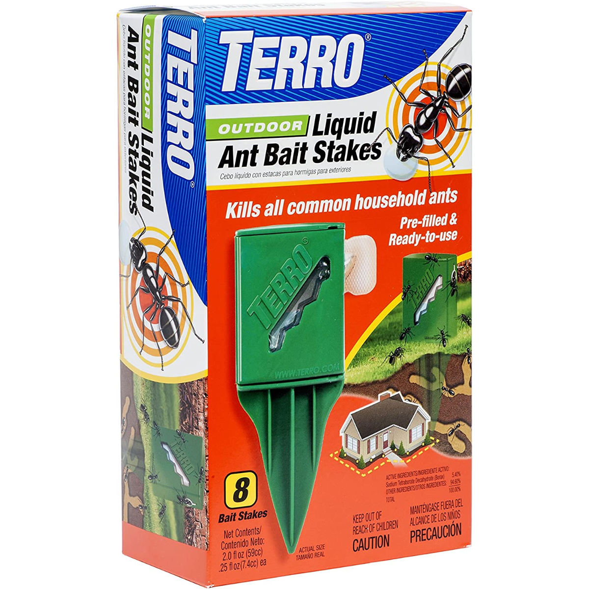 T1812 Outdoor Liquid Ant Killer Bait Stakes - 8 Traps
