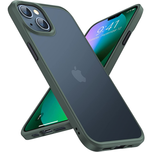 Shockproof Compatible for Iphone 13 Case, 8FT Military Drop Protection Translucent Matte Hard Back with Soft Edge Protective yet Slim Thin Phone Cases for Iphone 13 6.1 Inch 2021 Alpine Green
