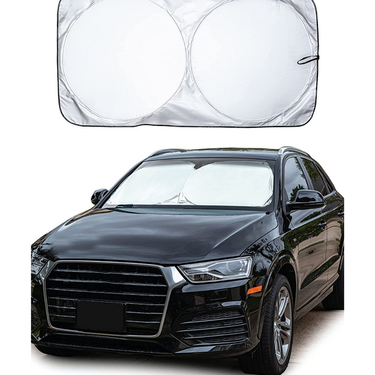 Car Windshield Sun Shade with Storage Pouch | Durable 240T Material Car Sun Visor for UV Rays and Sun Heat Protection | Car Interior Accessories for Sun Heat | Classic (59 Inches X 29 Inches)