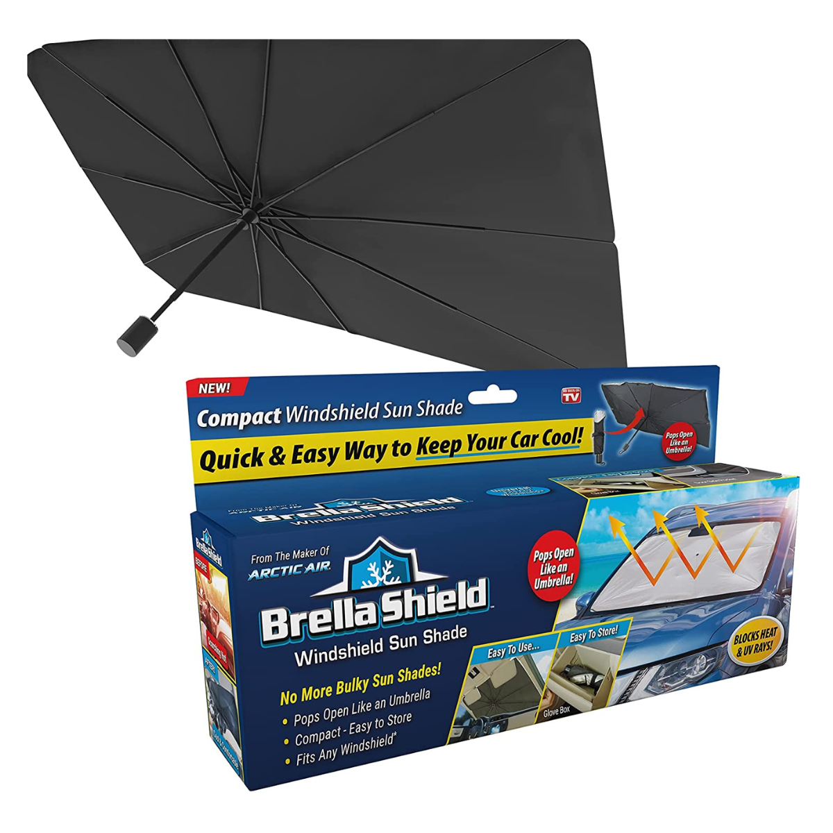 Brella Shield by Arctic Air, Car Windshield Sun Shade, One-Size (31X57), as Seen on TV