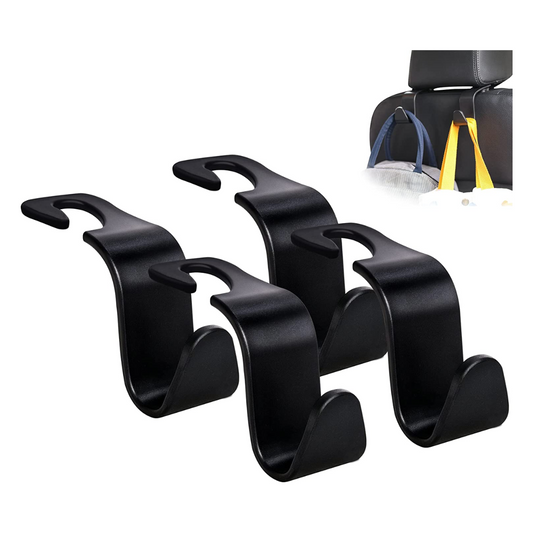 Car Seat Headrest Hook 4 Pack Hanger Storage Organizer Universal for Handbag Purse Coat Fit Universal Vehicle Car Black S Type