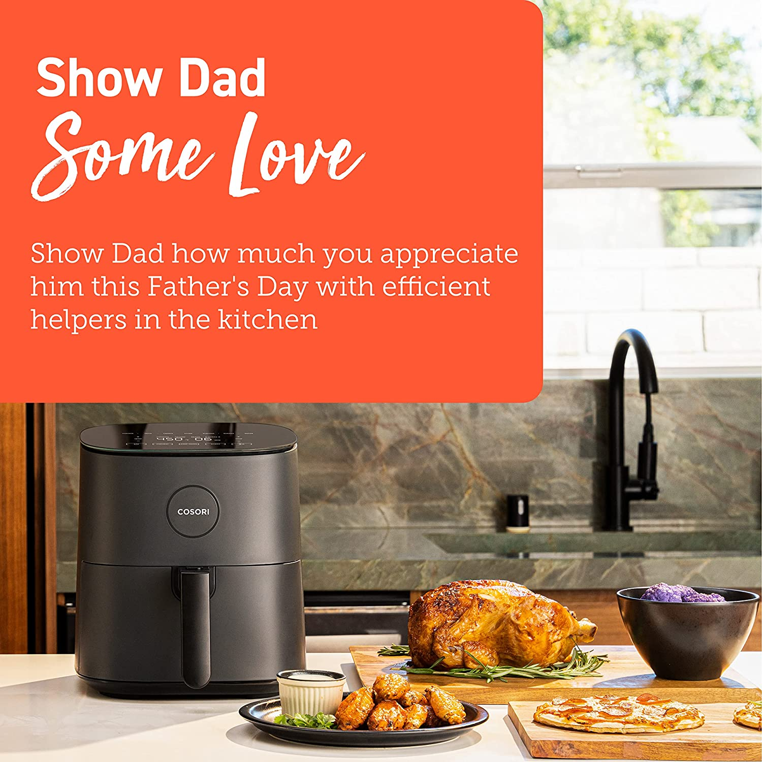 Air Fryer, 5 QT, 9-In-1 Airfryer Compact Oilless Small Oven, Dishwasher-Safe, 450℉ Freidora De Aire, 30 Exclusive Recipes, Tempered Glass Display, Nonstick Basket, Quiet, Fit for 2-4 People