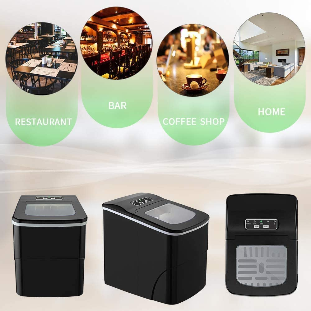 Countertop Ice Maker Machine, Portable Ice Makers Countertop, Make 26 Lbs Ice in 24 Hrs,Ice Cube Rready in 6-8 Mins with Ice Scoop and Basket (Black)
