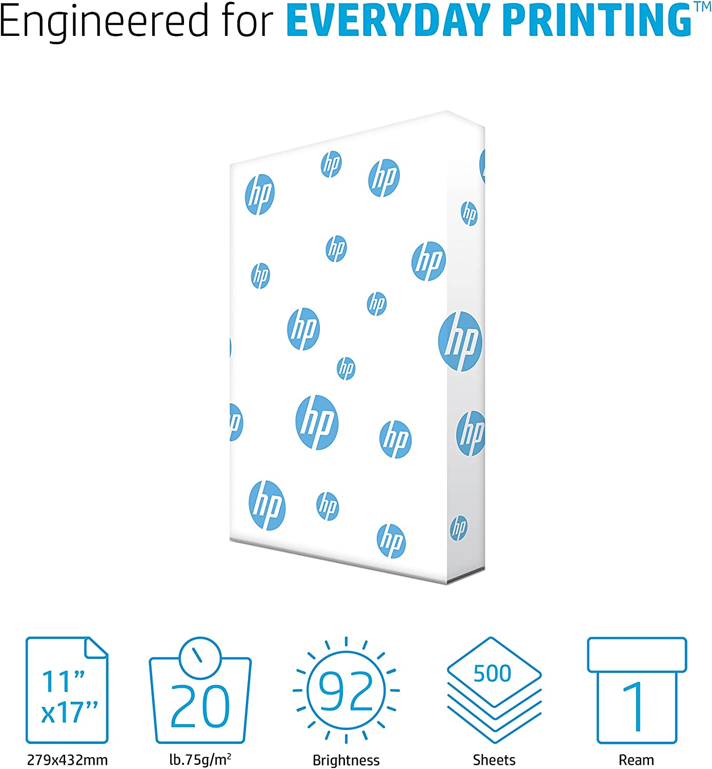 HP Printer Paper| 11 X 17 Paper | Office 20 Lb | 1 Ream - 500 Sheets | 92 Bright | Made in USA - FSC Certified Copy Paper | 172000R