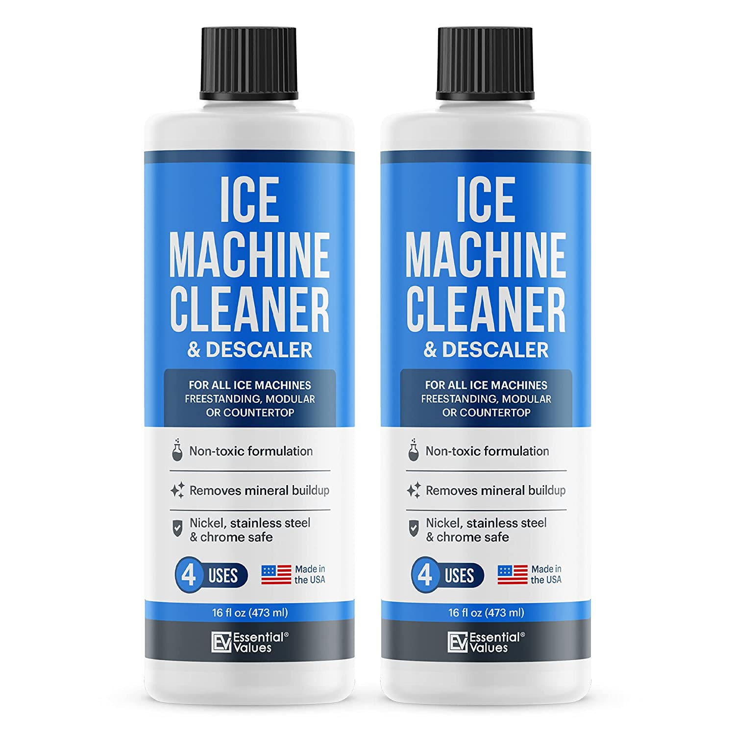 2-Pack Ice Machine Cleaner and Descaler 16 Fl Oz, Nickel Safe Descaler | Ice Maker Cleaner Compatible with All Major Brands (Scotsman, Kitchenaid, Affresh) - Made in USA by