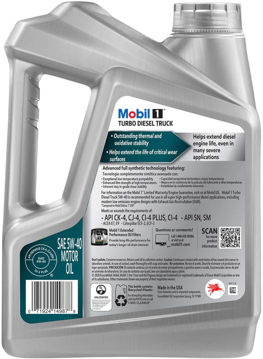 Turbo Diesel Truck Full Synthetic Motor Oil 5W-40, 1 Gal