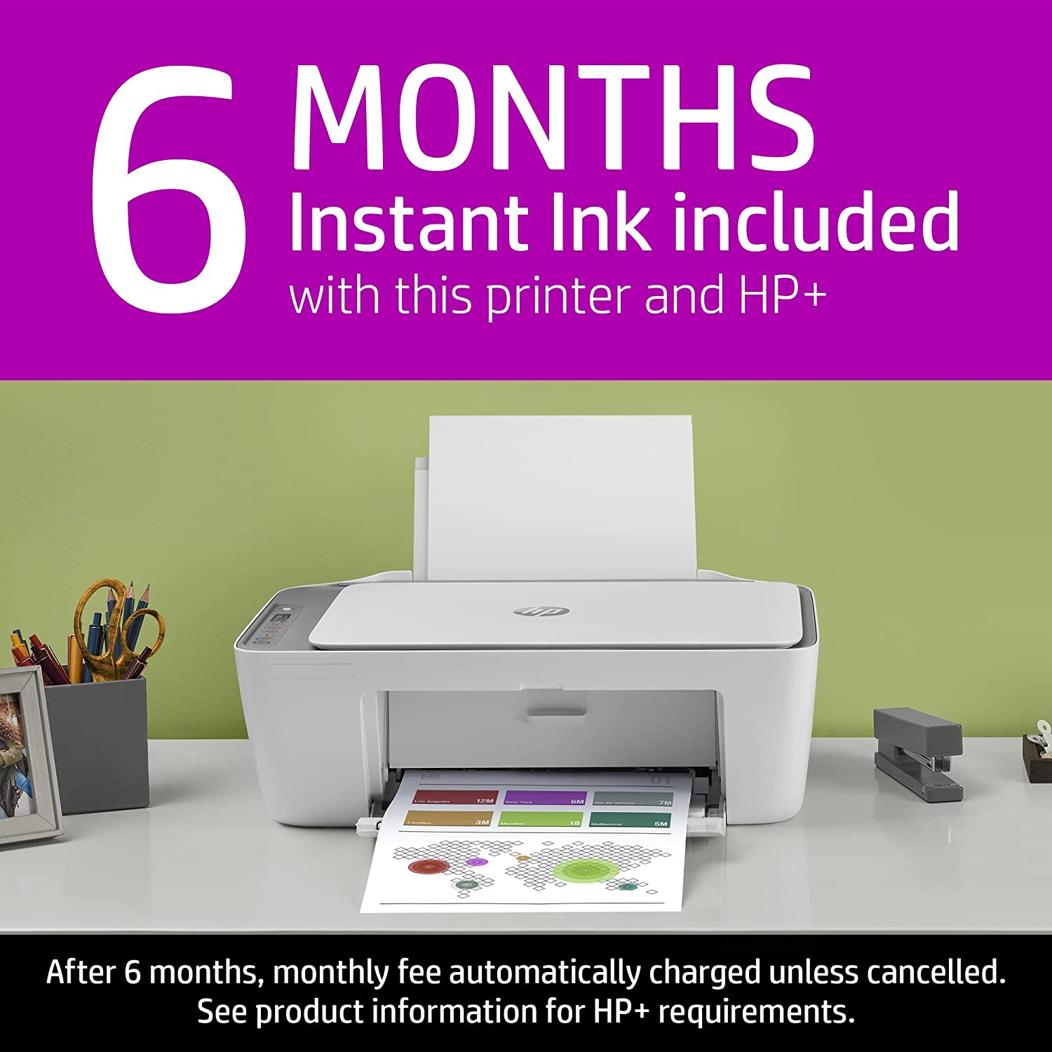 Deskjet 2755E Wireless Color All-In-One Printer with Bonus 6 Months Instant Ink with + (26K67A)