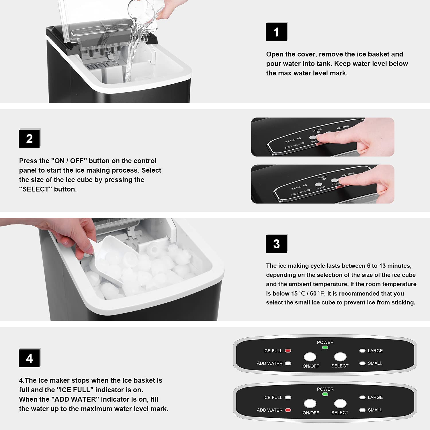 Ice Makers Countertop Ice Machine Maker Countertop for Home/Office/Camping/Mini/Small/Table Top/Tabletop/Electric with Spoon, 26.5 Lbs in 24H