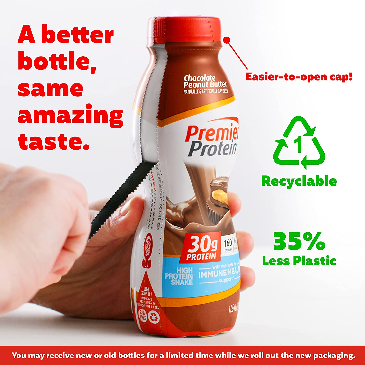 Premier Protein Shake, Chocolate Peanut Butter, 30g Protein, 1g Sugar, 24 Vitamins & Minerals, Nutrients to Support Immune Health, 11.5 Fl Oz, Pack of 12