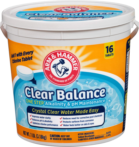 Arm & Hammer Clear Balance Swimming Pool Maintenance Tablets, 16 Count