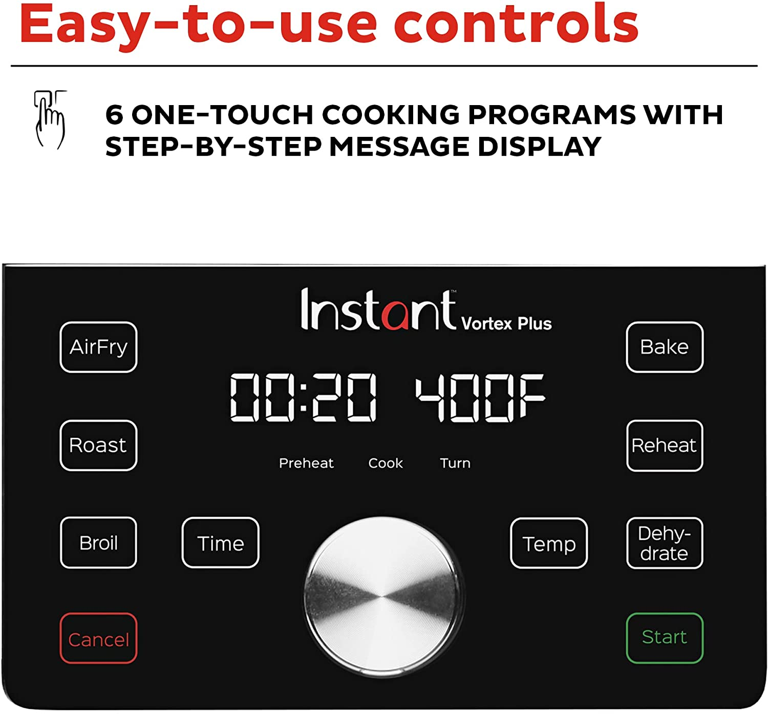 Instant Vortex plus 6-In-1 4QT Air Fryer Oven Combo (Free App with 90 Recipes), Customizable Smart Cooking Programs, Nonstick and Dishwasher-Safe Basket, Stainless Steel