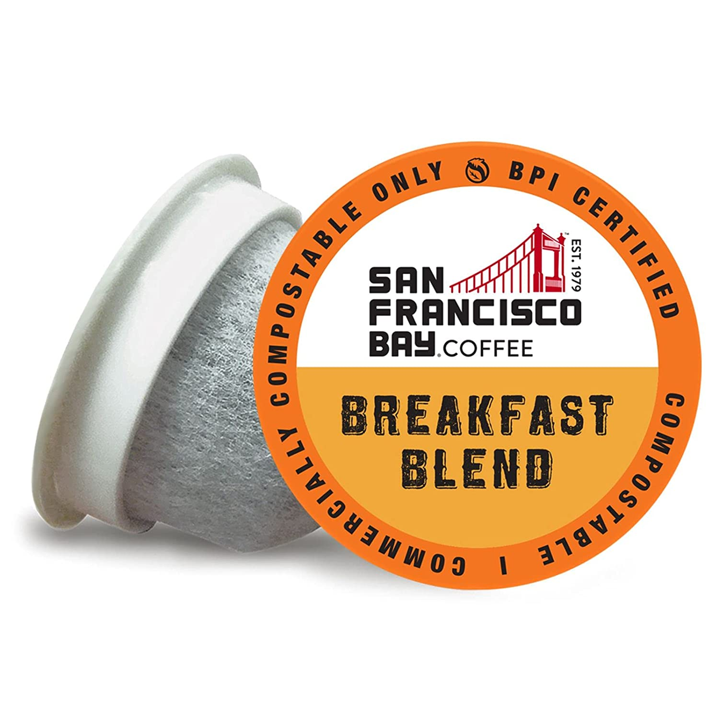 SF Bay Coffee Breakfast Blend 12 Ct Medium Roast Compostable Coffee Pods, K Cup Compatible Including Keurig 2.0