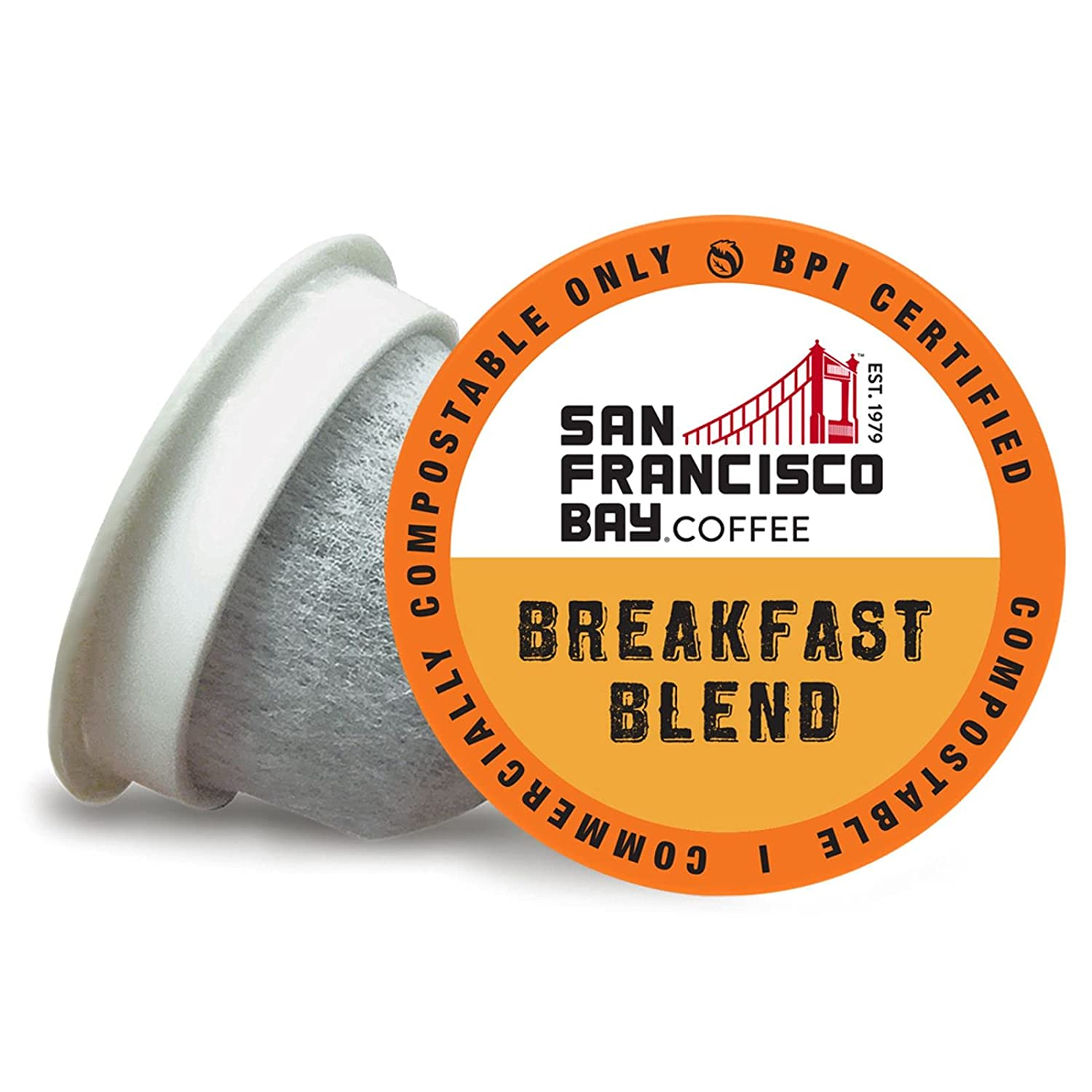 SF Bay Coffee Breakfast Blend 12 Ct Medium Roast Compostable Coffee Pods, K Cup Compatible Including Keurig 2.0