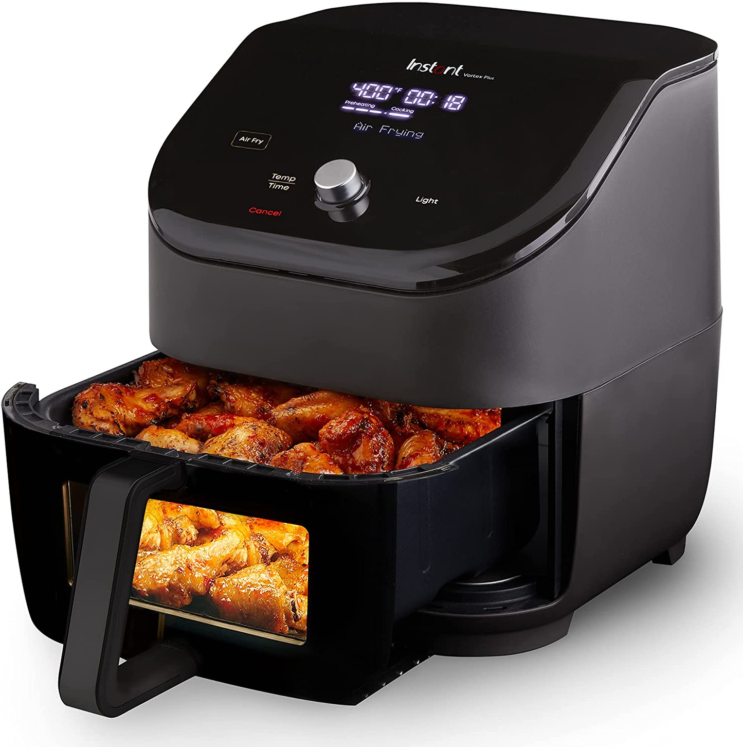 Instant Vortex plus 6 Quart 6-In 1 Air Fryer with Clearcook™ Easy View Windows and Evencrisp™ Technology, Air Fry, Roast, Broil, Bake, Reheat, Dehydrate, 1700W, Black