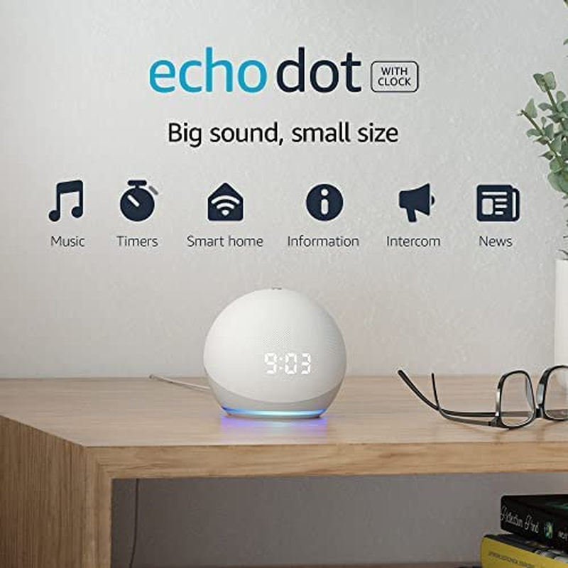 Echo Dot (4Th Gen) | Smart Speaker with Clock and Alexa | Glacier White