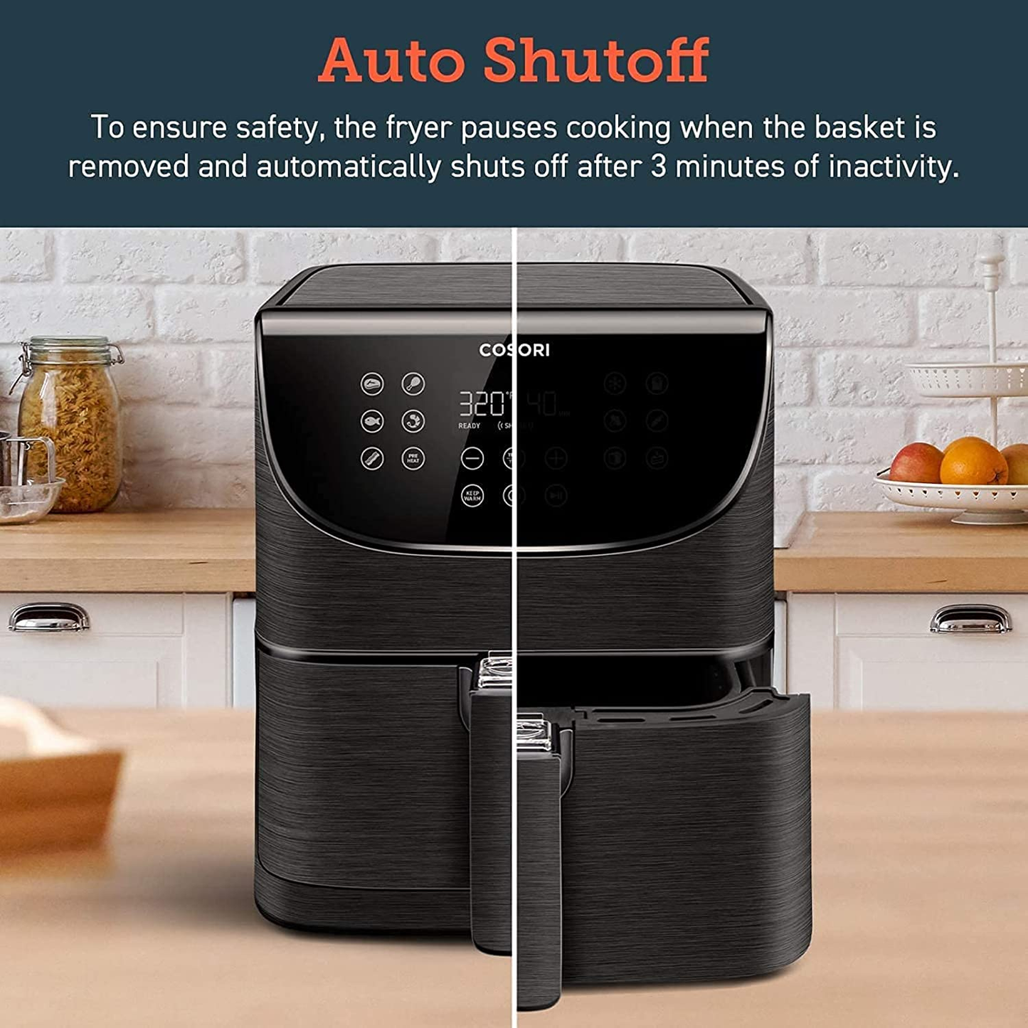 Air Fryer Oven Combo 5.8QT Max Xl Large Cooker (Cookbook with 100 Recipes), One-Touch Screen with 11 Precise Presets and Shake Reminder, Nonstick and Dishwasher-Safe Square Design Basket, Black