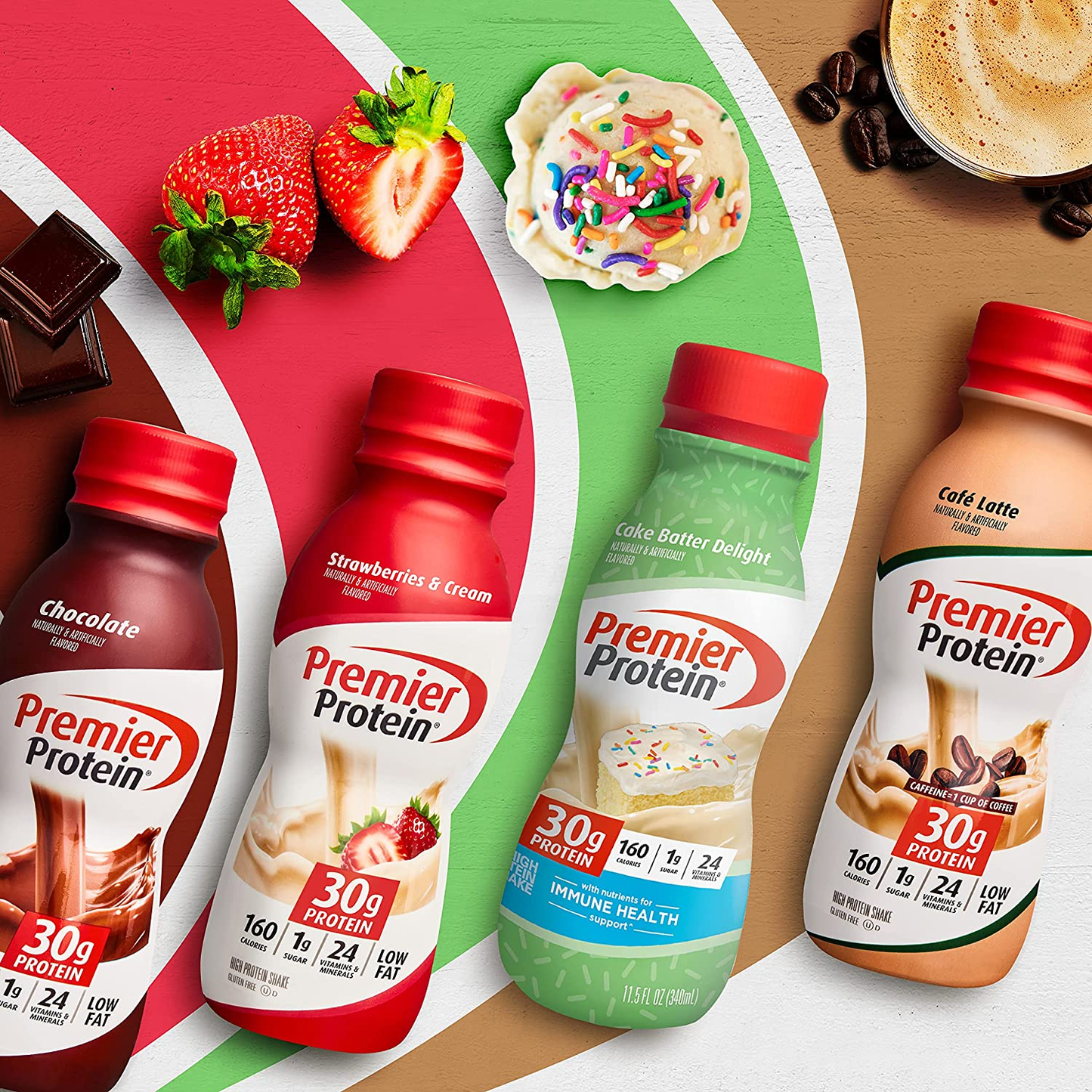 Premier Protein Shake, Cake Batter Delight, 30g Protein, 1g Sugar, 24 Vitamins & Minerals, Nutrients to Support Immune Health, 11.5 Fl Oz, Pack of 12