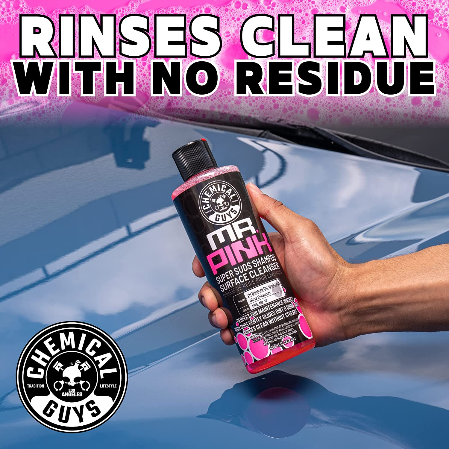 CWS_402_16 Mr. Pink Foaming Car Wash Soap (Works with Foam Cannons, Foam Guns or Bucket Washes) Safe for Cars, Trucks, Motorcycles, Rvs & More, 16 Fl Oz, Candy Scent