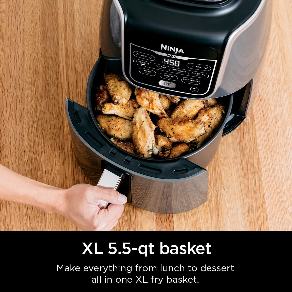 AF161 Max XL Air Fryer That Cooks, Crisps, Roasts, Bakes, Reheats and Dehydrates, with 5.5 Quart Capacity, and a High Gloss Finish, Grey