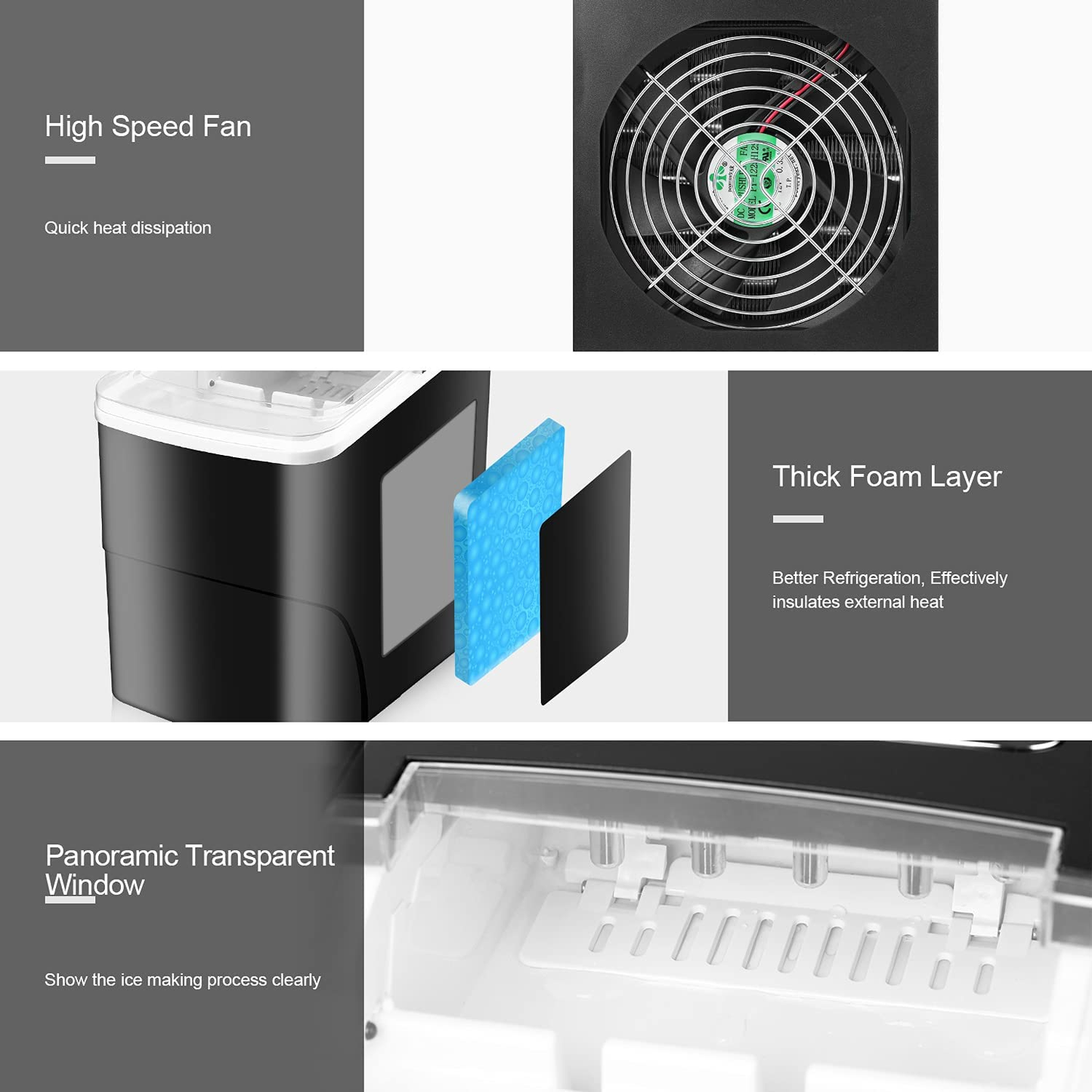 Ice Makers Countertop Ice Machine Maker Countertop for Home/Office/Camping/Mini/Small/Table Top/Tabletop/Electric with Spoon, 26.5 Lbs in 24H