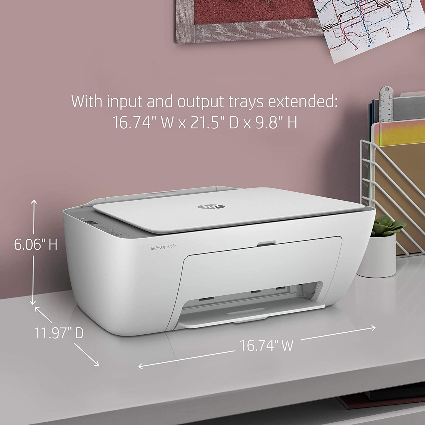 Deskjet 2755E Wireless Color All-In-One Printer with Bonus 6 Months Instant Ink with + (26K67A)