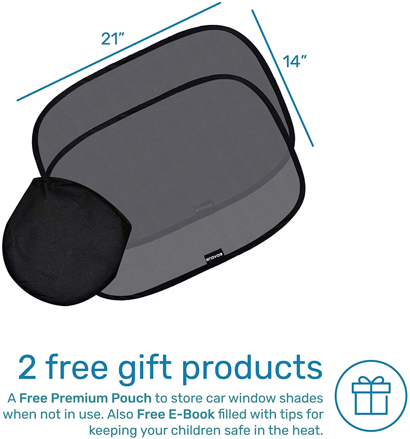 Car Window Shade - (2 Pack) - 21"X14" Premium Cling Sunshade for Car Windows - Sun, Glare and UV Rays Protection for Your Child - Baby Side Window Car Sun Shades