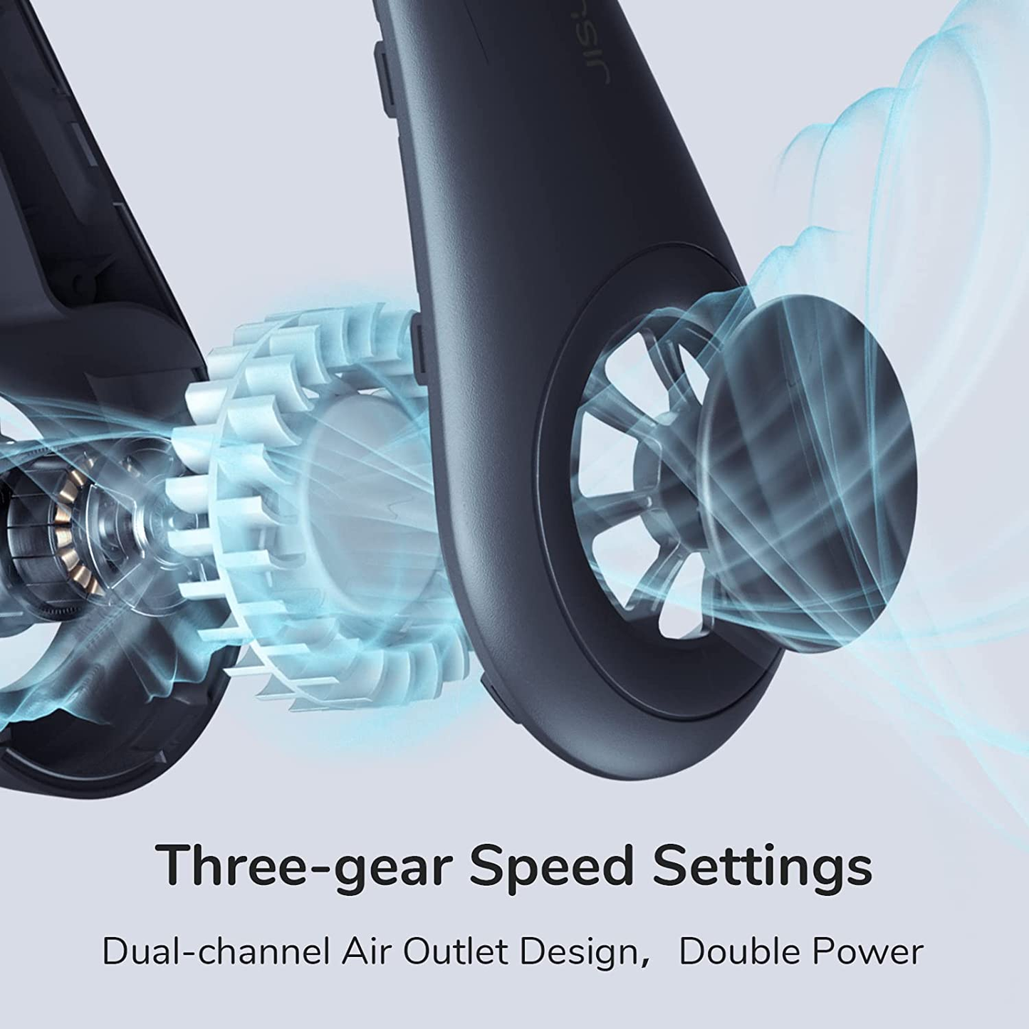 Portable Neck Fan, Hands Free Bladeless Fan, 4000 Mah Battery Operated Wearable Personal Fan, Leafless, Rechargeable, Headphone Design, USB Powered Desk Fan,3 Speeds-Dark Blue