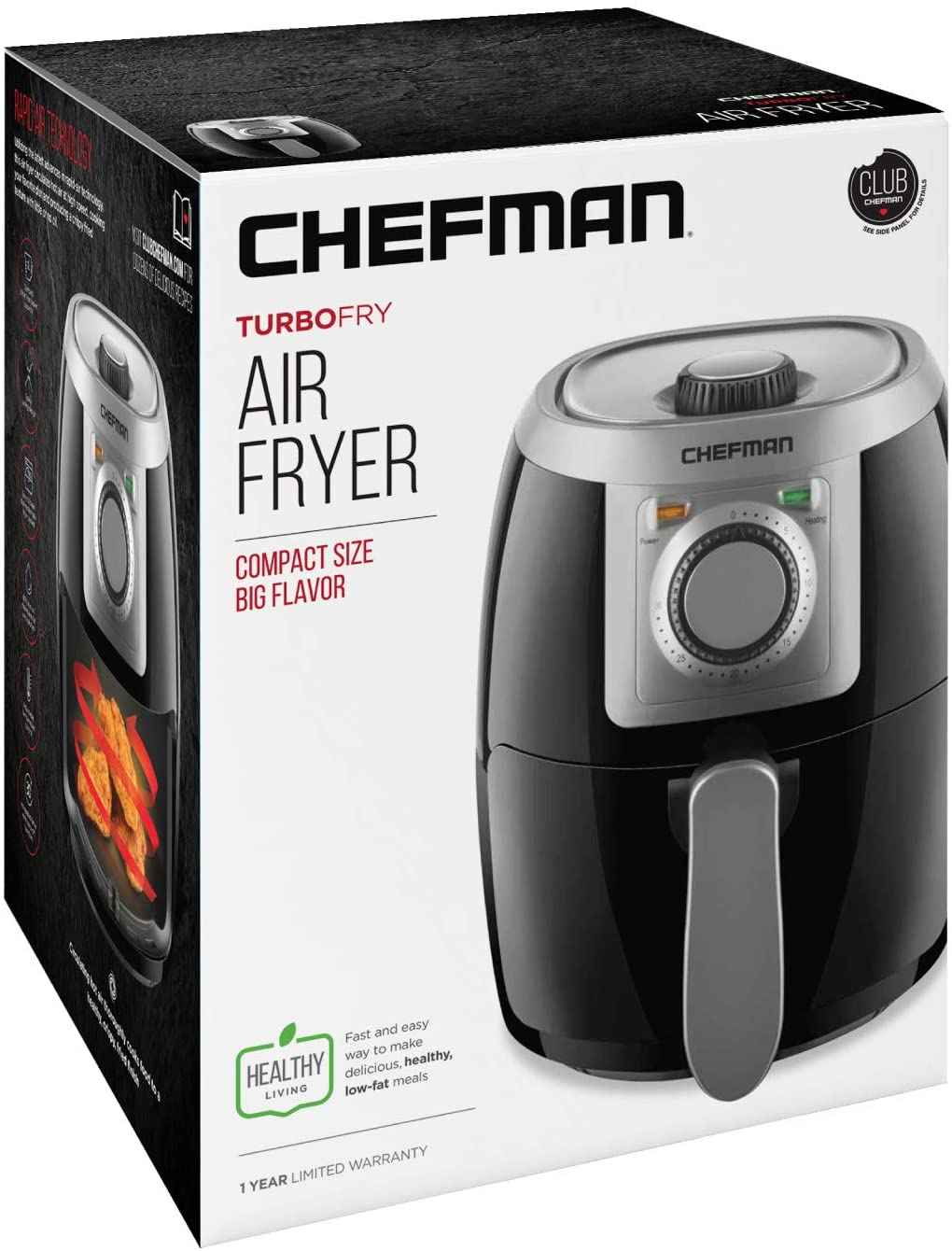Small, Compact Air Fryer Healthy Cooking, 2 Qt, Nonstick, User Friendly and Adjustable Temperature Control W/ 60 Minute Timer & Auto Shutoff, Dishwasher Safe Basket, BPA - Free, Black