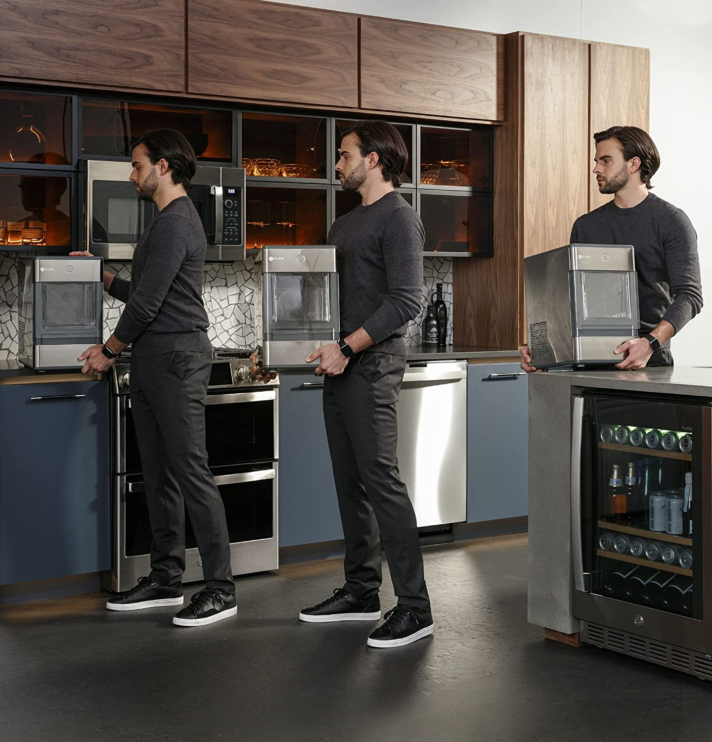 Profile Opal | Countertop Nugt Ice Maker with Side Tank | Portable Ice Machine with Bluetooth Connectivity | Smart Home Kitchen Essentials | Stainless Steel Finish | up to 24 Lbs. of Ice per Day