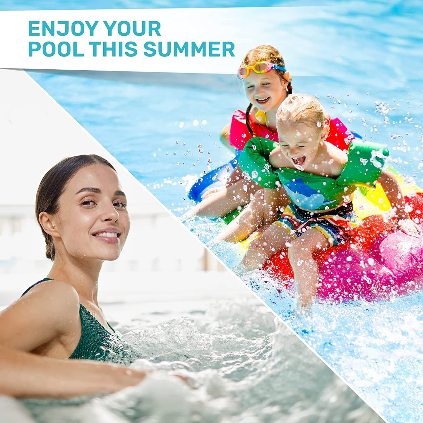 Pool and Spa Test Strips - Quick and Accurate Pool Test Strips - 7-1 Pool Test Kit - 100 Bromine, Ph, Hardness and Chlorine Test Strips - with E-Book - 100 Water Test Strips -