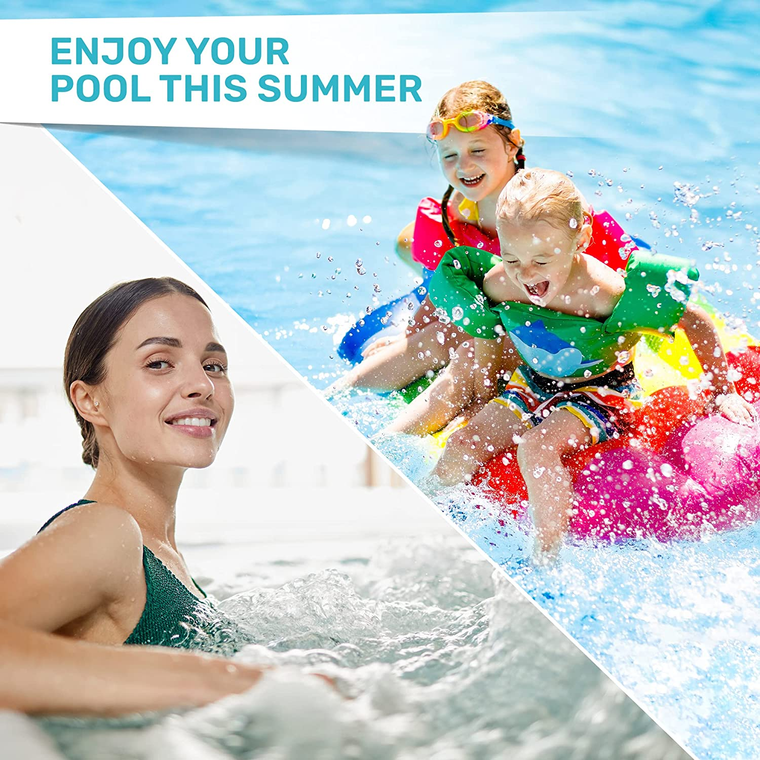 Pool and Spa Test Strips - Quick and Accurate Pool Test Strips - 7-1 Pool Test Kit - 100 Bromine, Ph, Hardness and Chlorine Test Strips - with E-Book - 100 Water Test Strips -