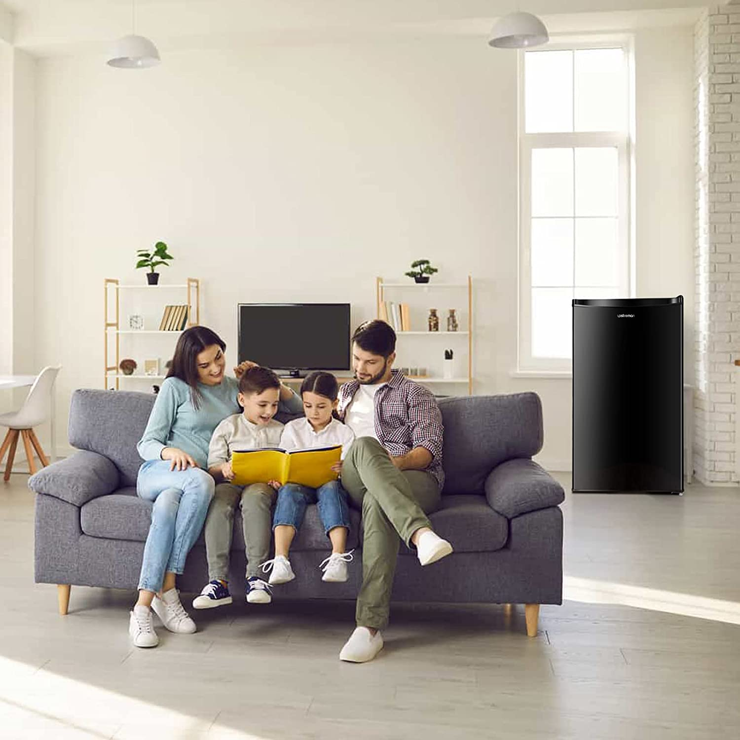 3.2 Cu.Ft Mini Fridge with Freezer, Single Door Mini Fridge, Adjustable Thermostat, Mini Refrigerator for Dorm, Office, Bedroom, Black-Br321