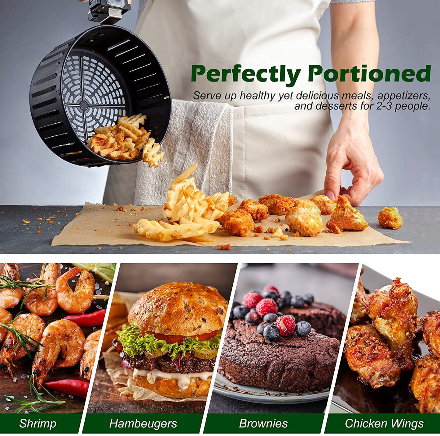 Air Fryer 3.4Qt / 3.2L 1500-Watt Electric Hot XL Air Fryers Oven Oil Free Nonstick Cooker With/Recipes for Frying, Roasting, Grilling, Baking
