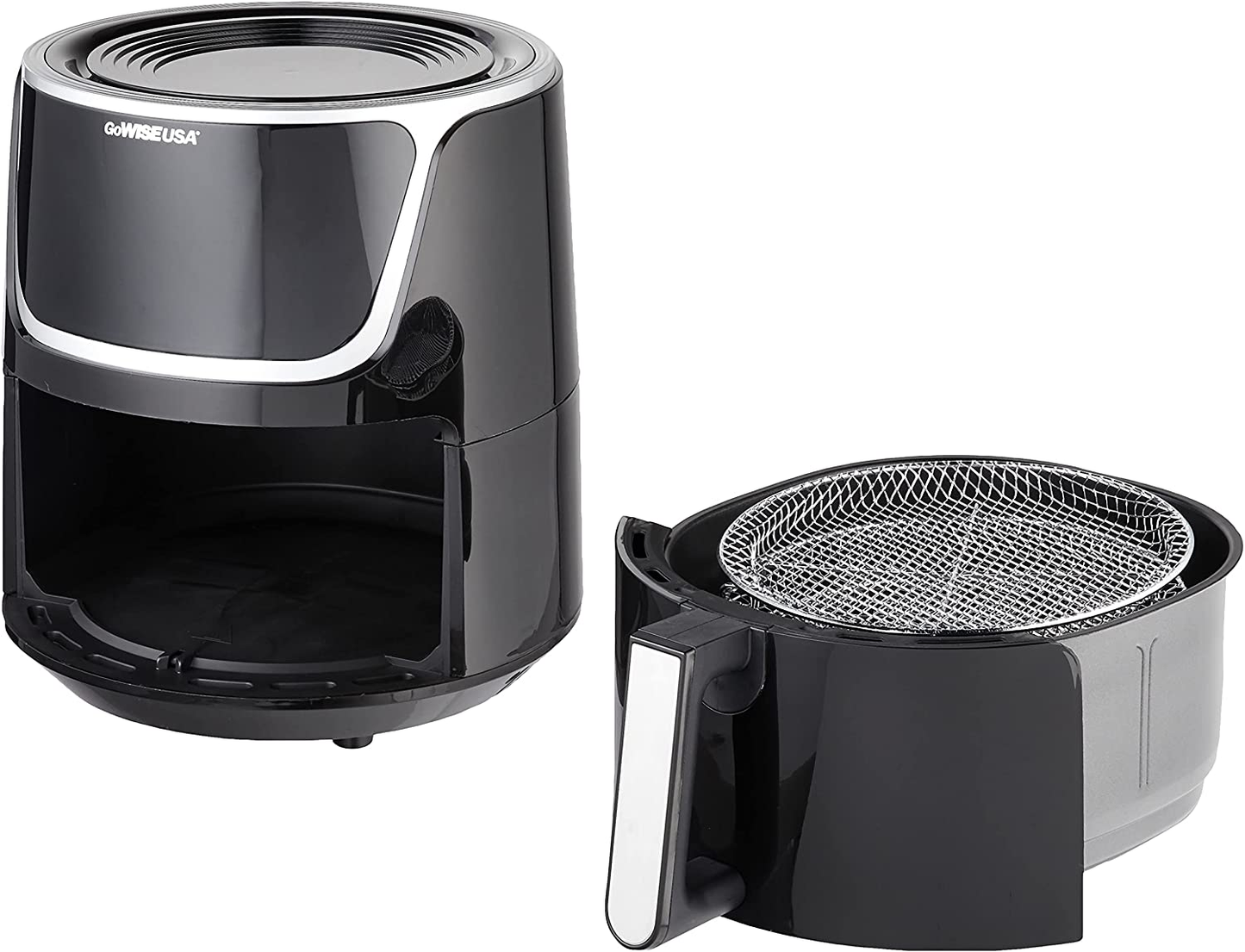 GW22956 7-Quart Electric Air Fryer with Dehydrator & 3 Stackable Racks, Led Digital Touchscreen with 8 Functions + Recipes, 7.0-Qt, Black/Silver