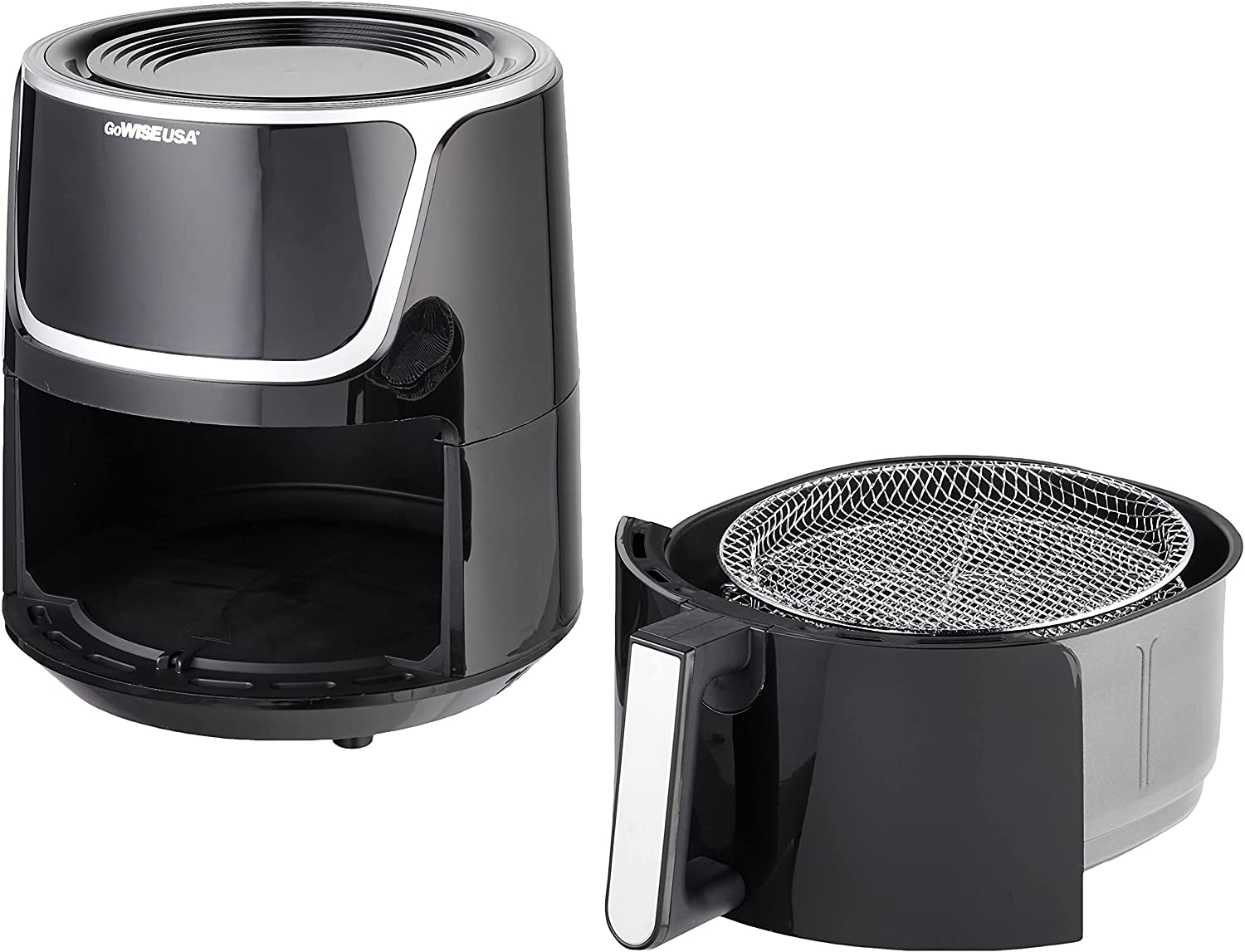 GW22956 7-Quart Electric Air Fryer with Dehydrator & 3 Stackable Racks, Led Digital Touchscreen with 8 Functions + Recipes, 7.0-Qt, Black/Silver