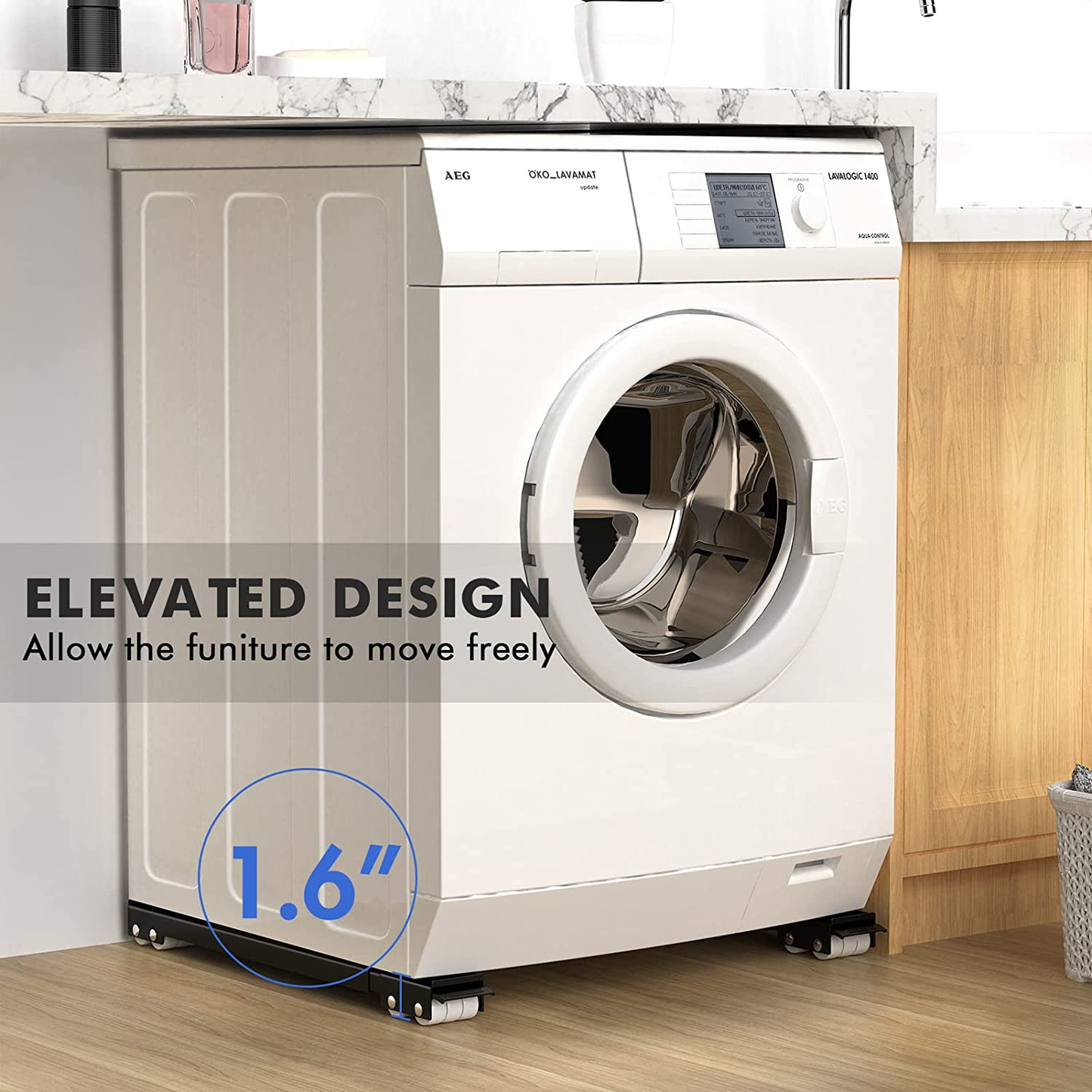 Furniture Dolly Mobile Roller, Extendable Appliance Rollers Mobile Washing Machine Base, Fridge Stand Moving Cart for Washing Machines, Refrigerators, Dryers, Dishwashers, Black