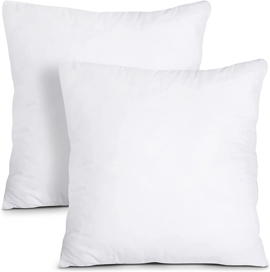 Throw Pillows Insert (Pack of 2, White) - 12 X 12 Inches Bed and Couch Pillows - Indoor Decorative Pillows
