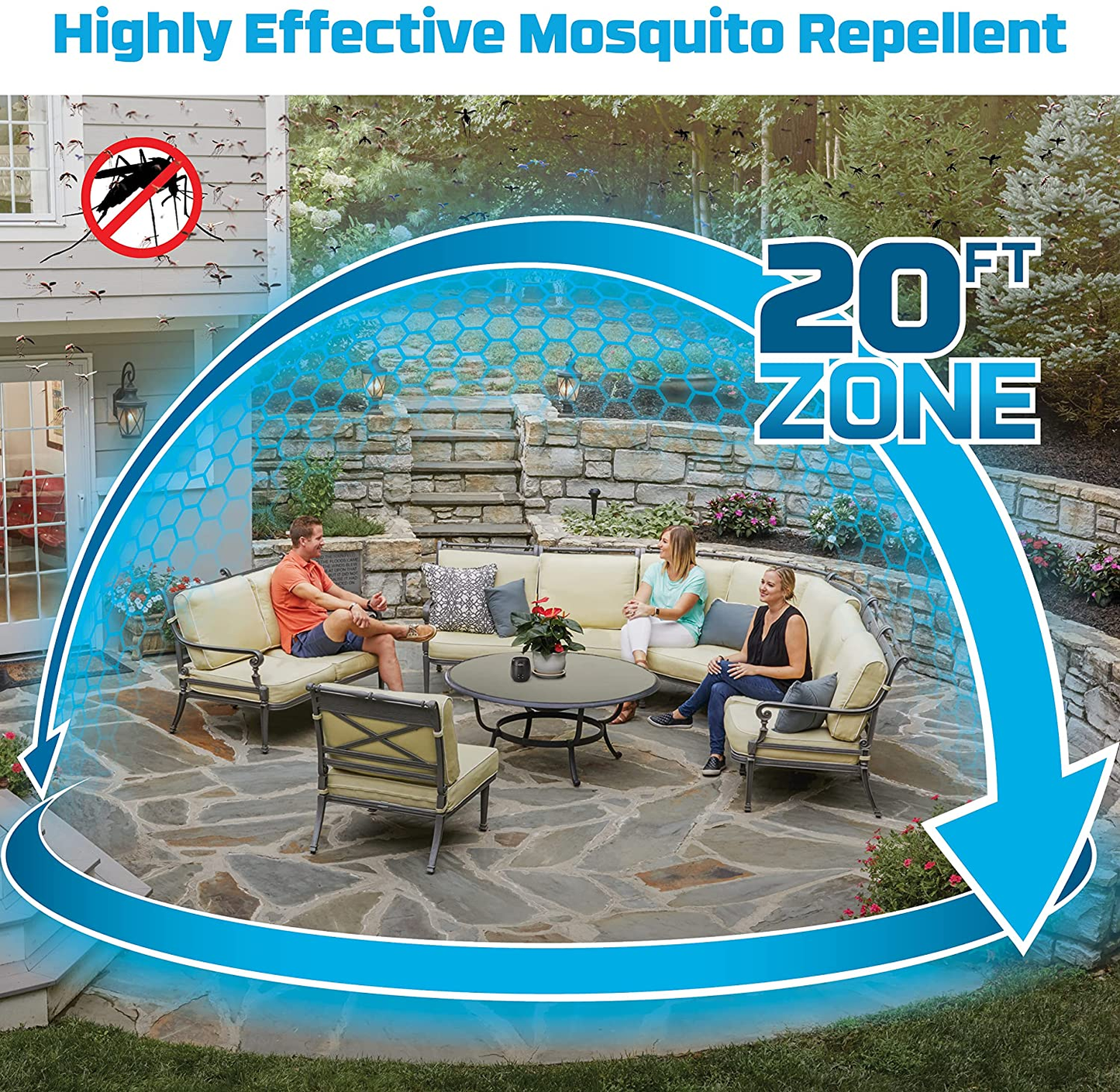 Mosquito Repellent E-Series Rechargeable Repeller with 20’ Mosquito Protection Zone; Includes 12-Hr Repellent Refill; No Spray, Flame or Scent; Deet-Free Bug Spray Alternative