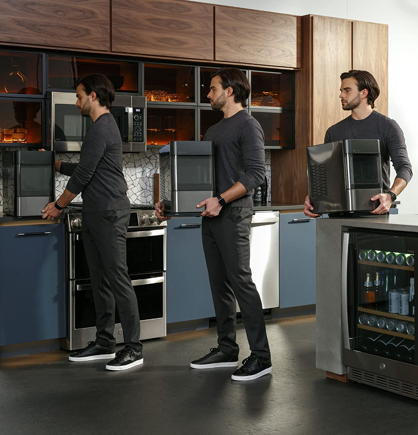 Profile Opal 2.0 | Countertop Nugt Ice Maker | Ice Machine with Wifi Connectivity | Smart Home Kitchen Essentials | Black Stainless