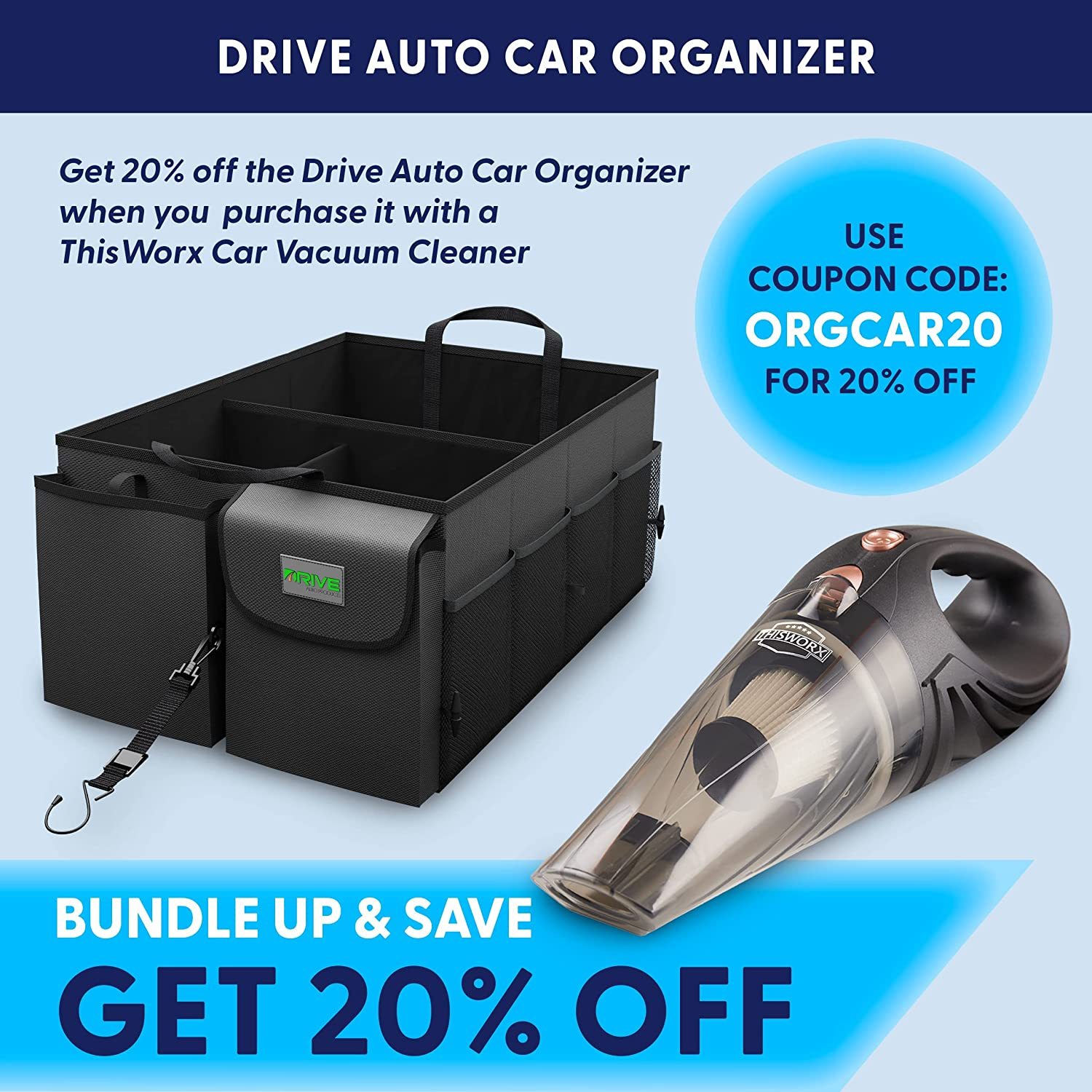 Car Vacuum Cleaner - Portable, High Power, Mini Handheld Vacuum W/ 3 Attachments, 16 Ft Cord & Bag - 12V, Small Auto Accessories Kit for Interior Detailing - Black