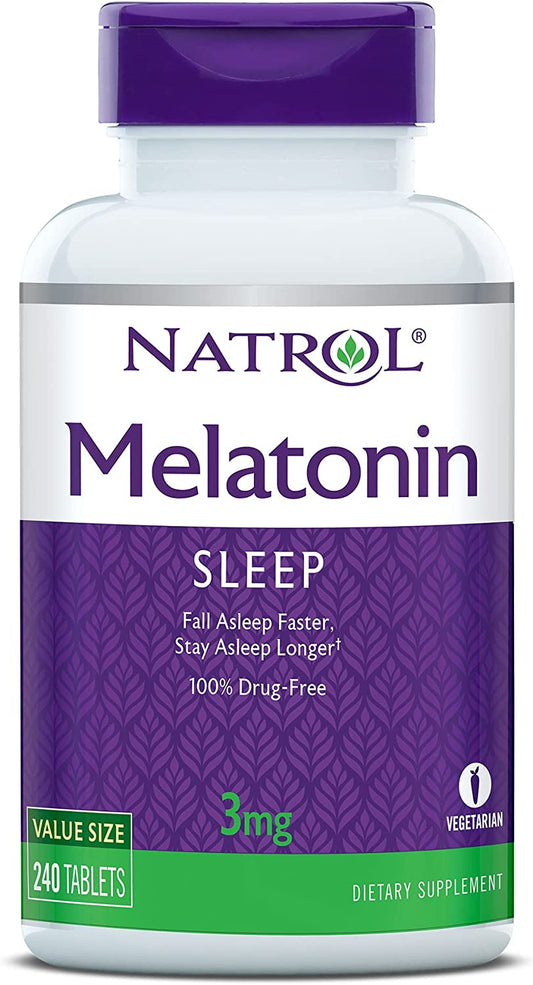 3Mg Melatonin Sleep Aid Tablets, Fall Asleep Faster, Stay Asleep Longer, 99% Pure Melatonin, Dietary Supplement, 240 Count(Pack of 12)