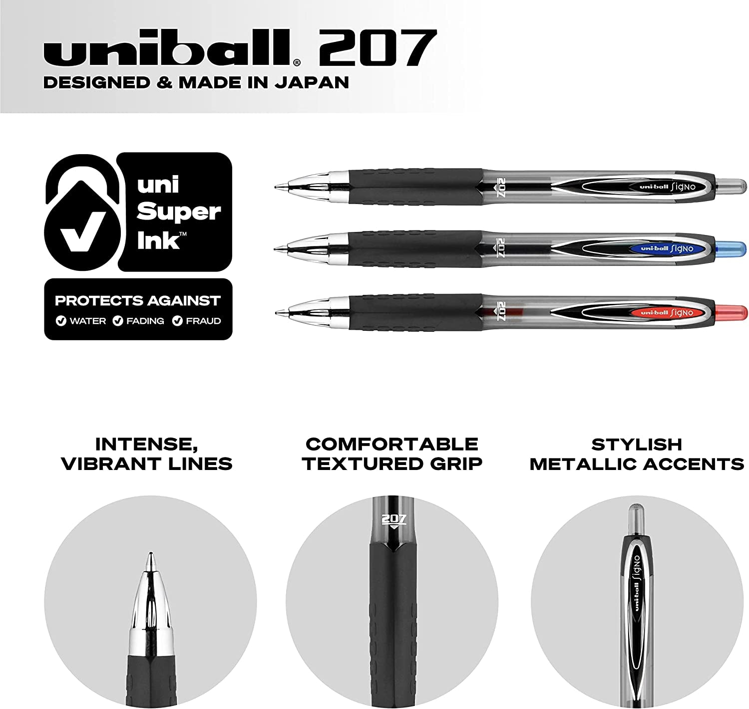 Uniball Signo 207 Gel Pen 12 Pack, 0.7Mm Medium Blue Pens, Gel Ink Pens Office Supplies Sold by Uniball Are Pens, Ballpoint Pen, Colored Pens, Gel Pens, Fine Point, Smooth Writing Pens