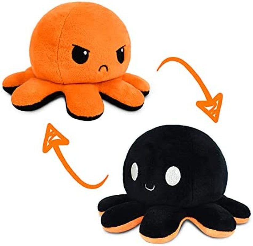 - the Original Reversible Octopus Plushie - Black + Orange - Cute Sensory Fidget Stuffed Animals That Show Your Mood - Perfect for Halloween!