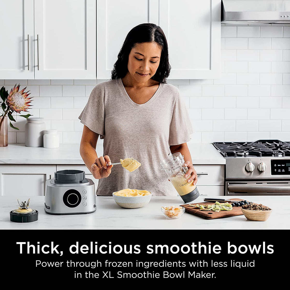 Ninja SS401 Foodi Power Blender Ultimate System with 72 Oz Blending & Food Processing Pitcher, XL Smoothie Bowl Maker and Nutrient Extractor* & 7 Functions, Silver