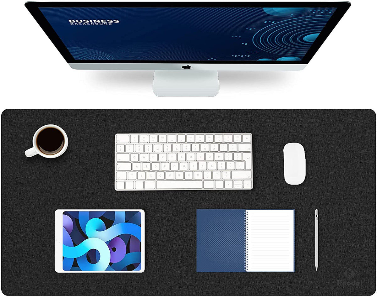 Mouse Pad, Waterproof Desk Mat for Desktop, Leather Desk Pad for Keyboard and Mouse, Desk Pad Protector for Office and Home (Black, 31.5" X 15.7")